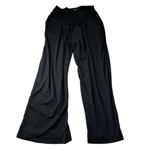 Womens Black Wide Leg Elastic Waist Pants XL 90% Cotton 10% Spandex